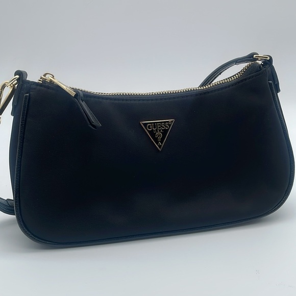 GUESS Black Hand Bag with Gold Accents - Picture 2 of 6